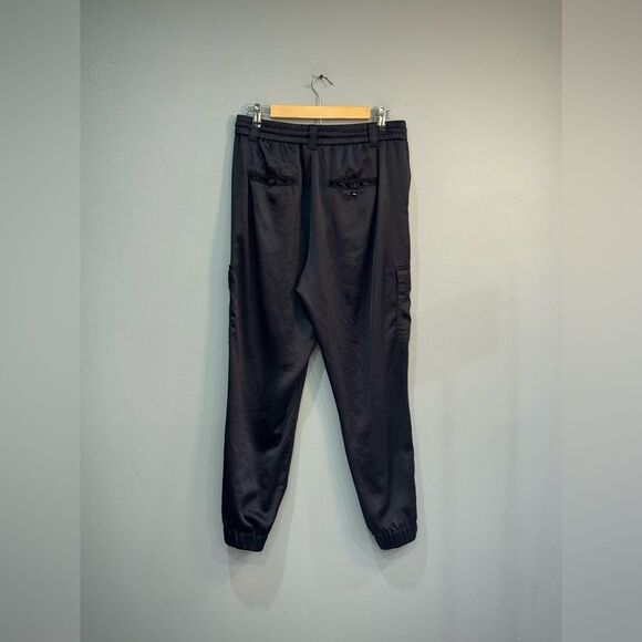 Black WHBM Satiny Cargo Joggers Size 10 VGUC - Picture 3 of 7
